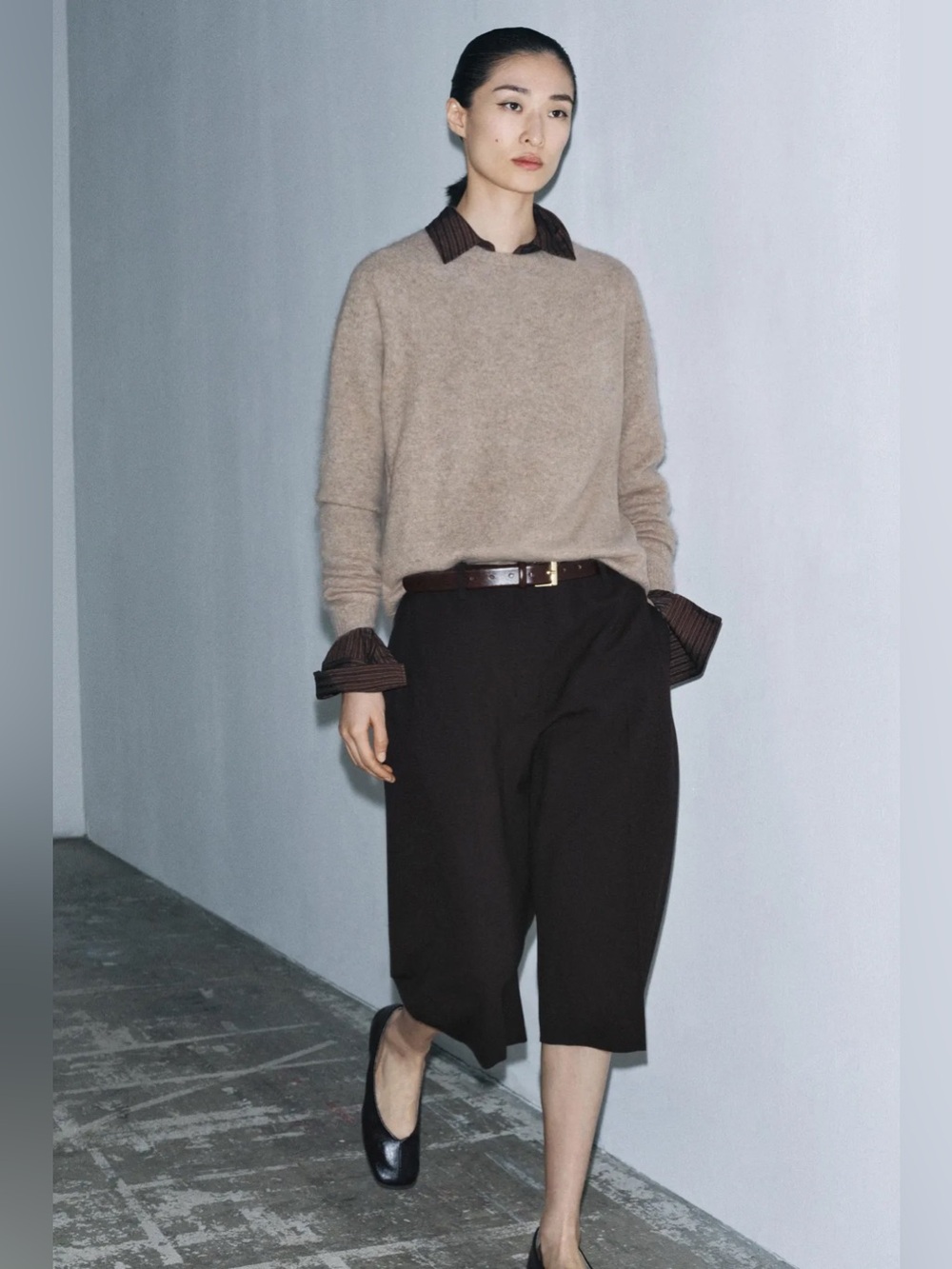 ZARA $129 CASHMERE BLEND CREW NECK SWEATER JUMPER